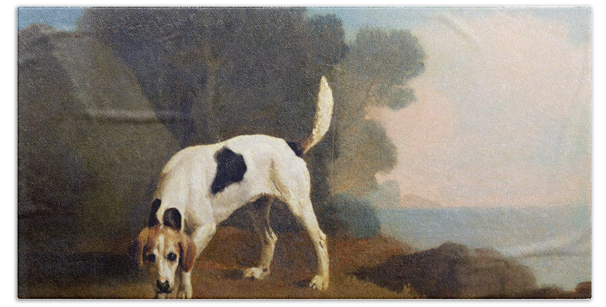 Xyc158003 Hand Towel featuring the photograph Foxhound on the Scent by George Stubbs