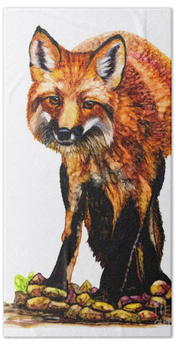 Woolyfrog Bath Towel featuring the painting Foxy Lady by Jan Killian