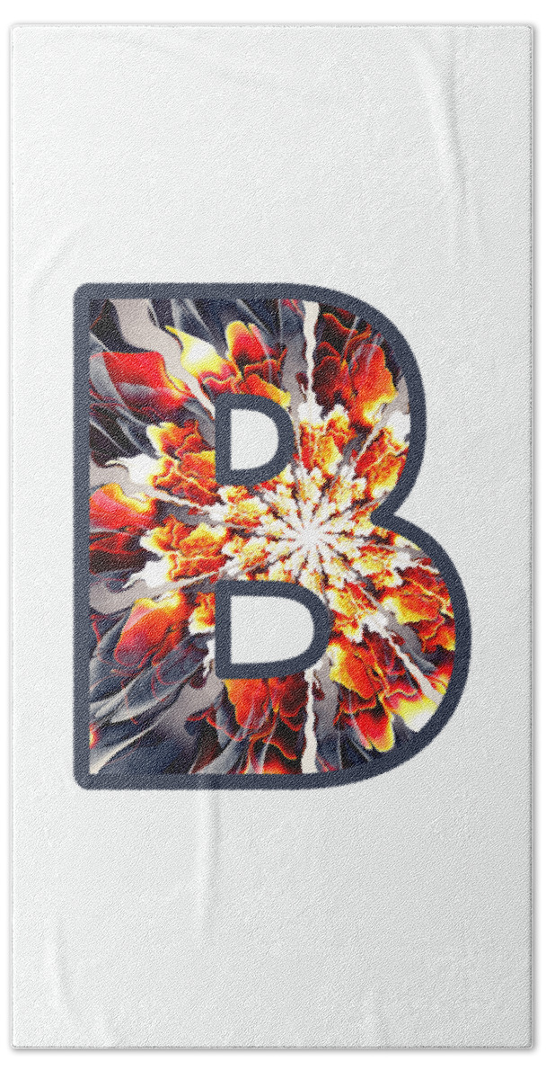 B Hand Towel featuring the digital art Fractal - Alphabet - B is for Beauty by Anastasiya Malakhova