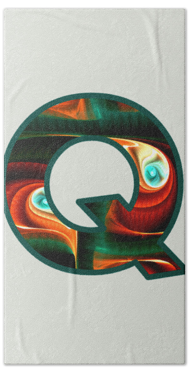 Q Bath Towel featuring the digital art Fractal - Alphabet - Q is for Quizzical by Anastasiya Malakhova