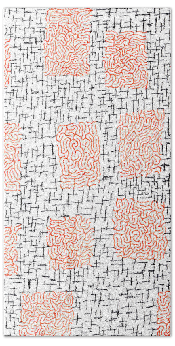 Mazes Bath Towel featuring the drawing Fragment by Steven Natanson