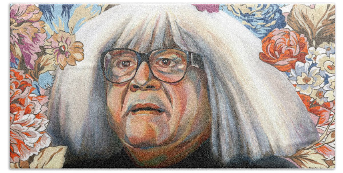 Danny Devito Hand Towel featuring the painting Frank by Heather Perry