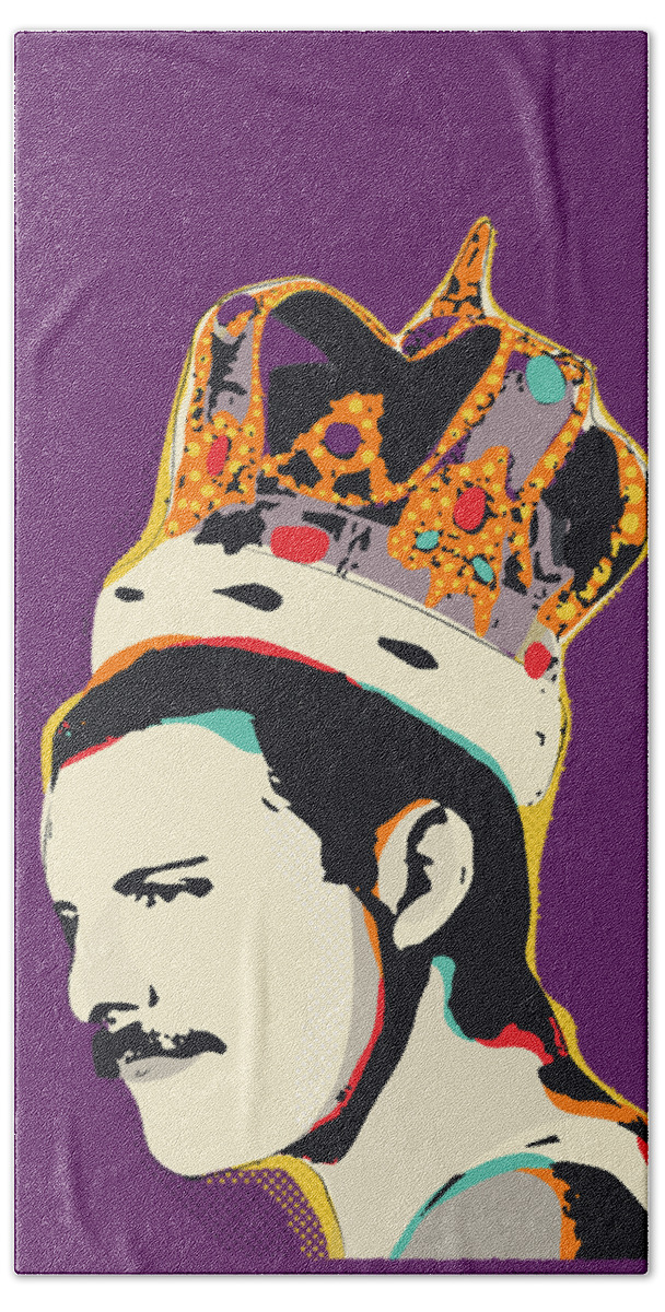 Freddie Mercury Hand Towel featuring the digital art Freddie Mercury Pop Art Quote by BONB Creative