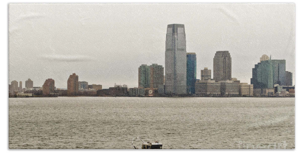 New York From Ferry Bath Towel featuring the photograph Free from hustle and bustle by Elena Perelman