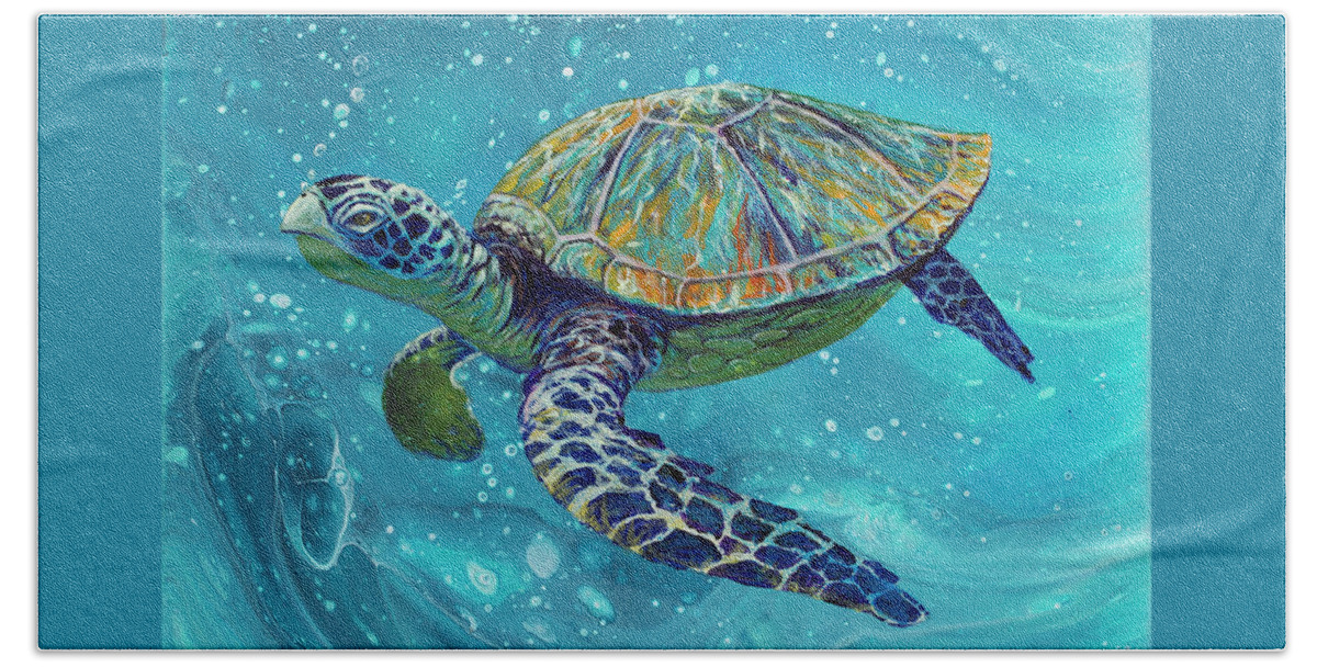 Sea Turtle Hand Towel featuring the painting Free Spirit by Darice Machel McGuire