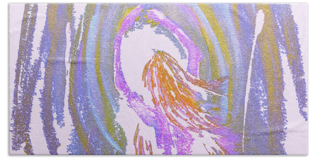 Vibration Of Color And Form Bath Towel featuring the painting Free Spirit by Virginia Bond