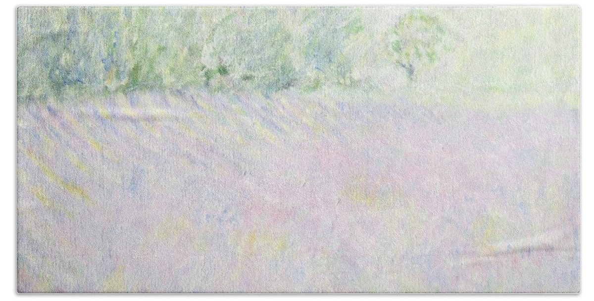 Landscapes Bath Towel featuring the painting French Lavender by Glenda Crigger