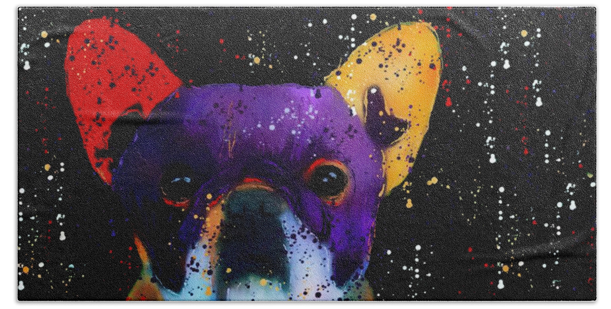 French Bulldog Bath Towel featuring the photograph Frenchie Splash n Pop by Barbara Chichester