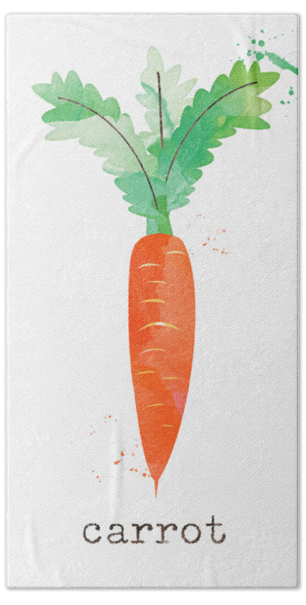 Kitchen Art Bath Towel featuring the painting Fresh Carrot by Linda Woods