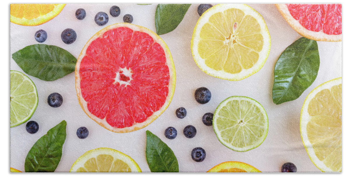 Antioxidant Hand Towel featuring the photograph Fresh Citrus Fruits by Teri Virbickis