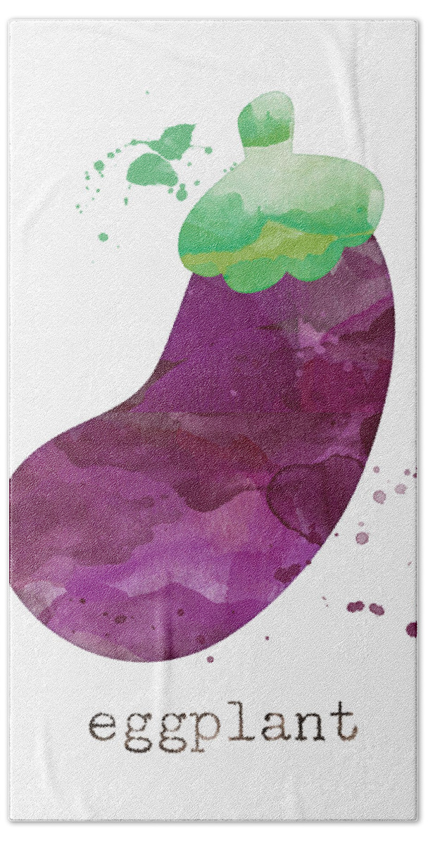 Eggplant Hand Towel featuring the painting Fresh Eggplant by Linda Woods