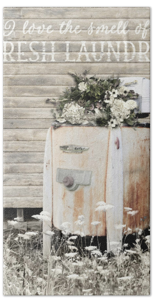 Washer Bath Towel featuring the mixed media Fresh Laundry by Lori Deiter