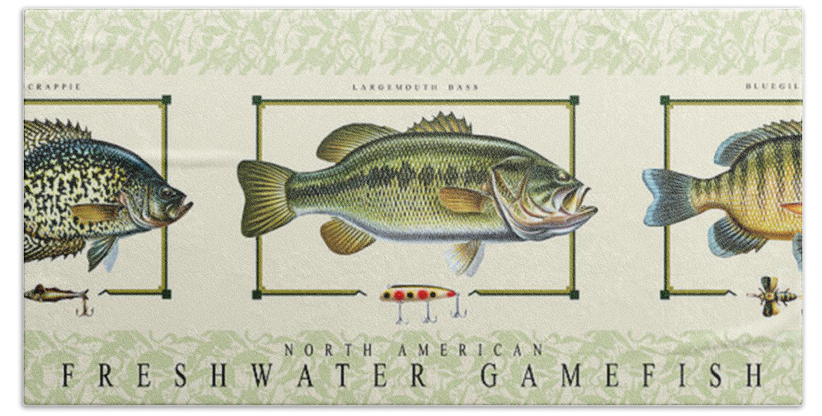 Jq Licensing Hand Towel featuring the painting Freshwater Gamefish by Jon Q Wright