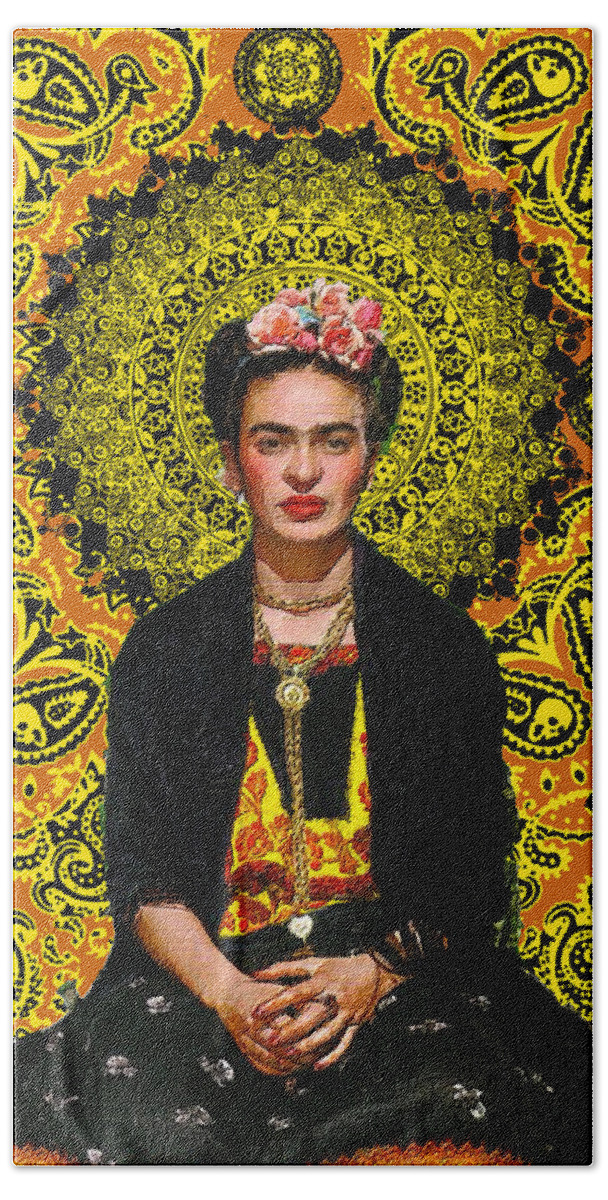 Frida Kahlo De Rivera Bath Towel featuring the painting Frida Kahlo 3 by Tony Rubino