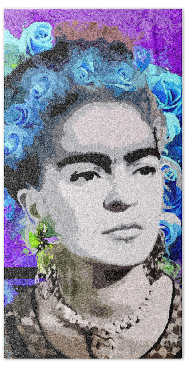 Frida Kahlo Hand Towel featuring the painting Frida Kahlo by Saundra Myles