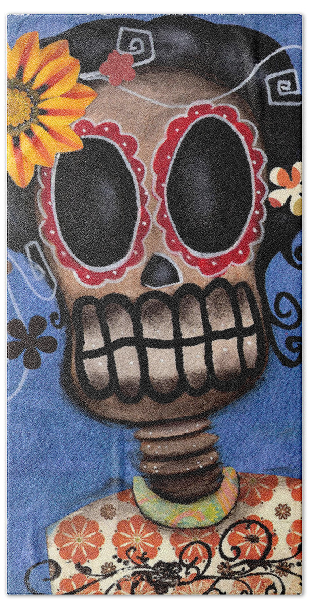 Day Of The Dead Hand Towel featuring the painting Frida Muerta by Abril Andrade