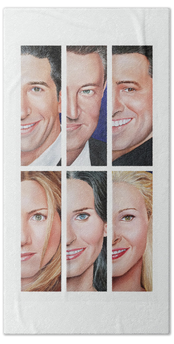 Friends Tv Show Hand Towel featuring the painting Friends Set Two by Vic Ritchey