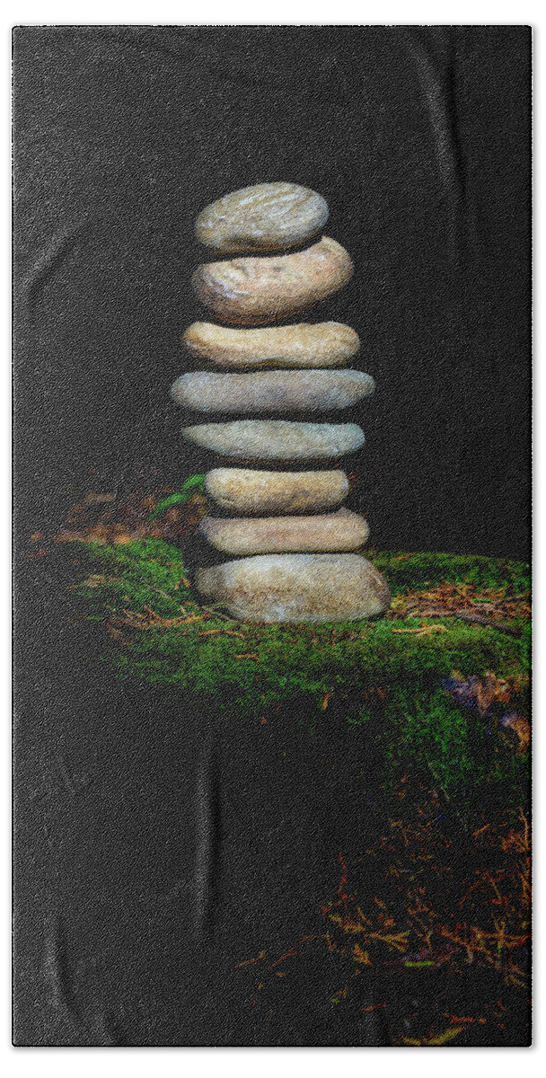 Zen Stones Bath Towel featuring the photograph From The Shadows by Marco Oliveira