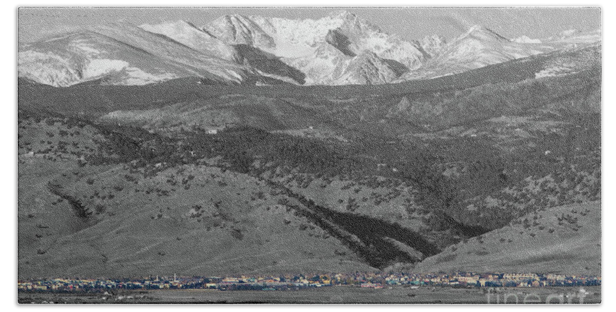 Selective Color Bath Towel featuring the photograph Front Range View North Boulder Colorado by James BO Insogna