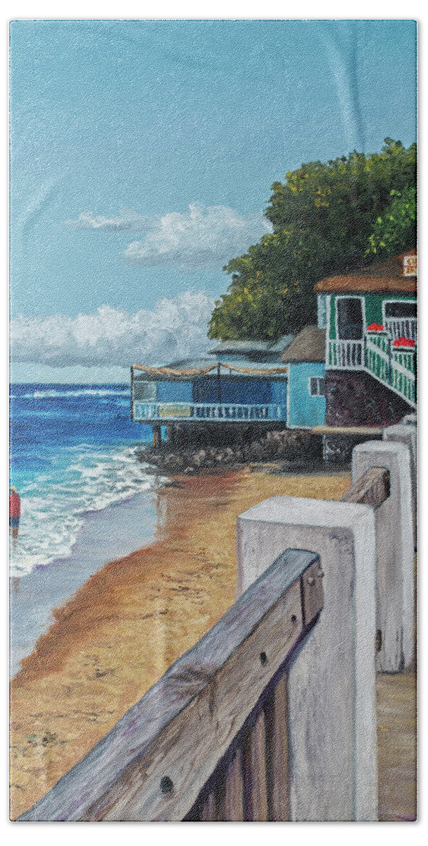 Landscape Hand Towel featuring the painting Front Street Lahaina by Darice Machel McGuire