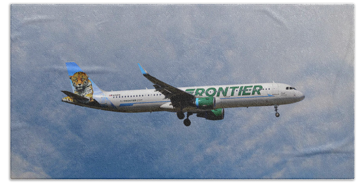Frontier Hand Towel featuring the photograph Frontier Airbus A321-211 by Smart Aviation