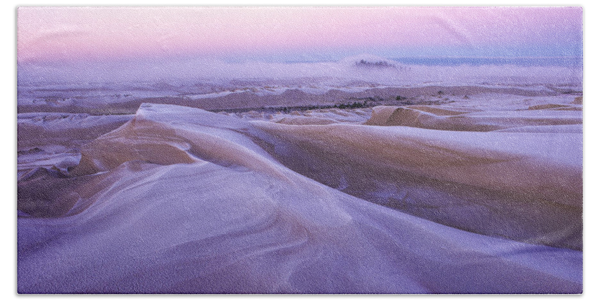 Coast Bath Towel featuring the photograph Frost on the Dunes by Robert Potts