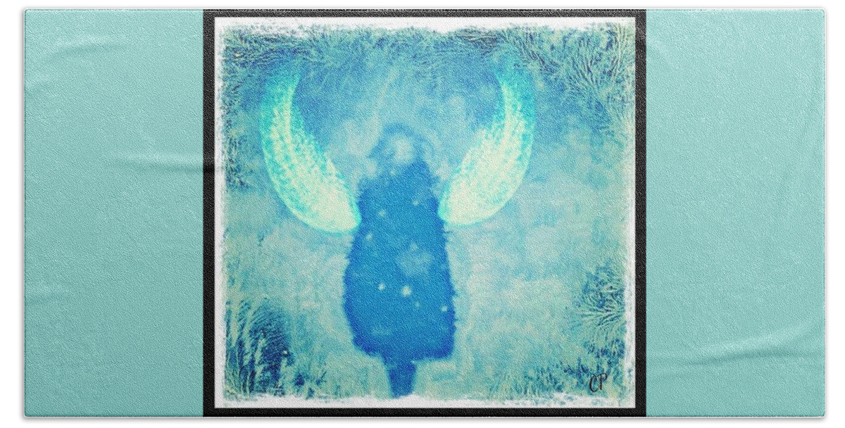 Spiritual Bath Towel featuring the digital art Frosted angel by Christine Paris