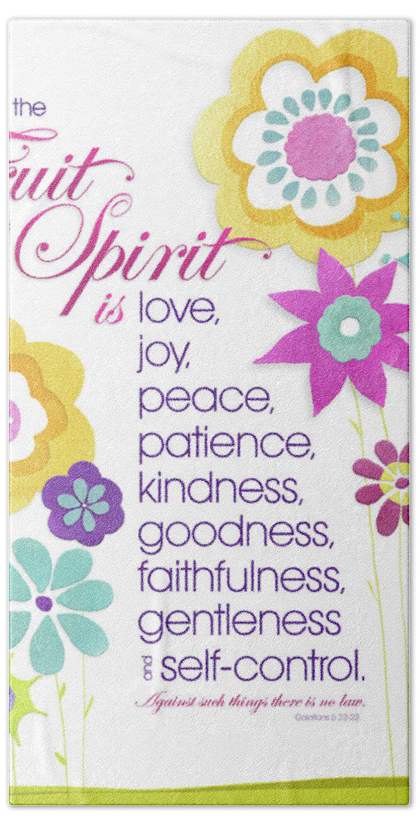 Fruit Of The Spirit Hand Towel featuring the mixed media Fruit of the Spirit by Shevon Johnson