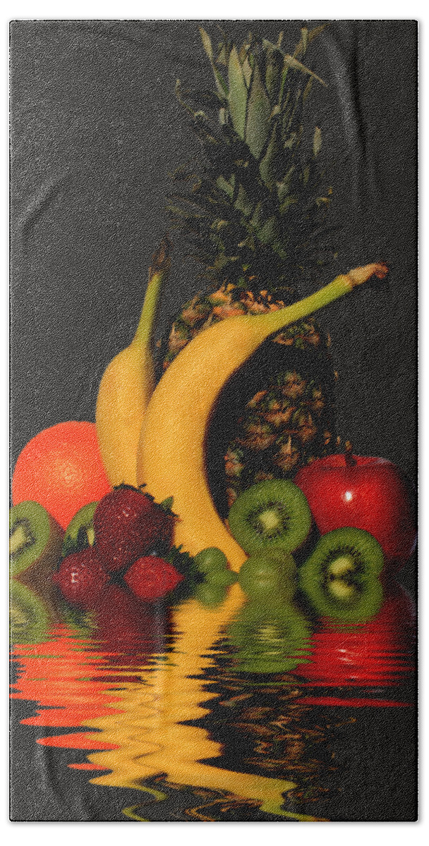 Fruit Bath Towel featuring the photograph Fruity Reflections - Dark by Shane Bechler