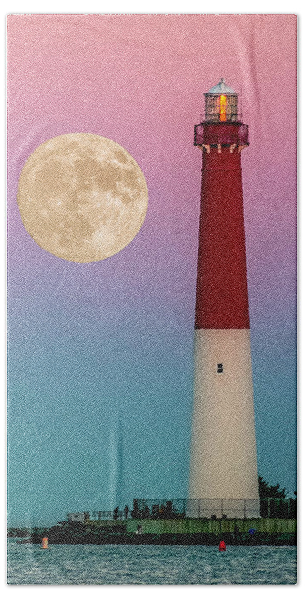Barnegat Hand Towel featuring the photograph Full Moon at Barnegat by Nick Zelinsky Jr