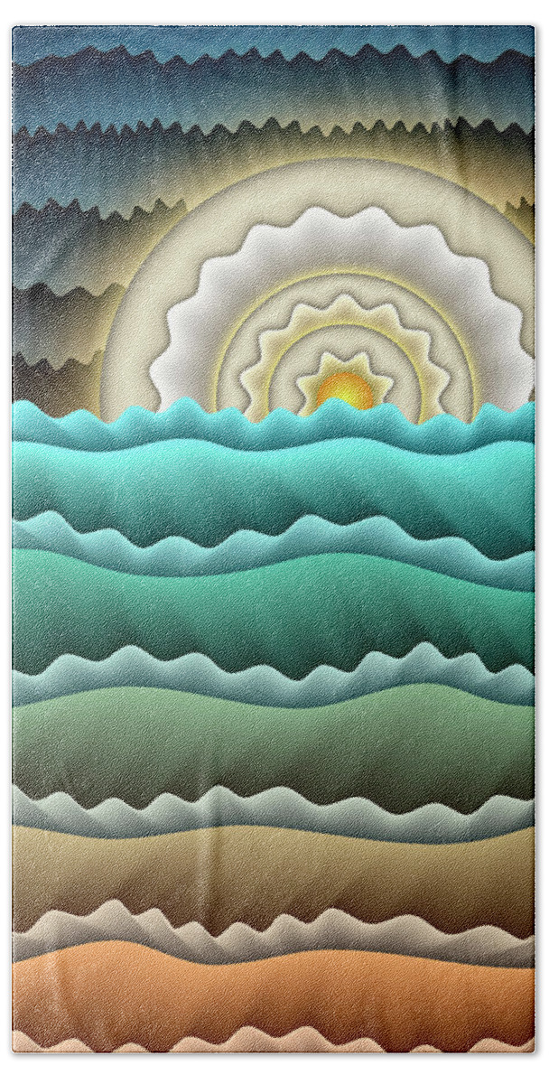 Water Weather Storms And The Sea Bath Towel featuring the digital art Full Moon by Becky Titus