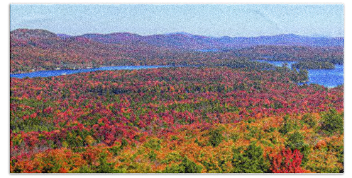 Autumn Landscapes Hand Towel featuring the photograph Fulton Chain of Lakes by David Patterson