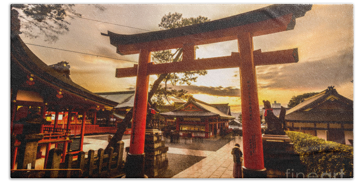 Kyoto Bath Towel featuring the photograph Fushimi Inari Taisha Shrine in Kyoto #1 by Luciano Mortula