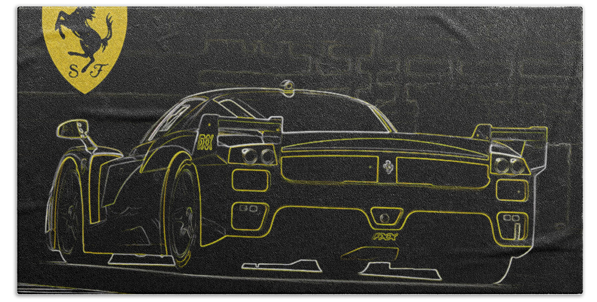 Ferrari Bath Towel featuring the drawing FXX art 3 by Darrell Foster