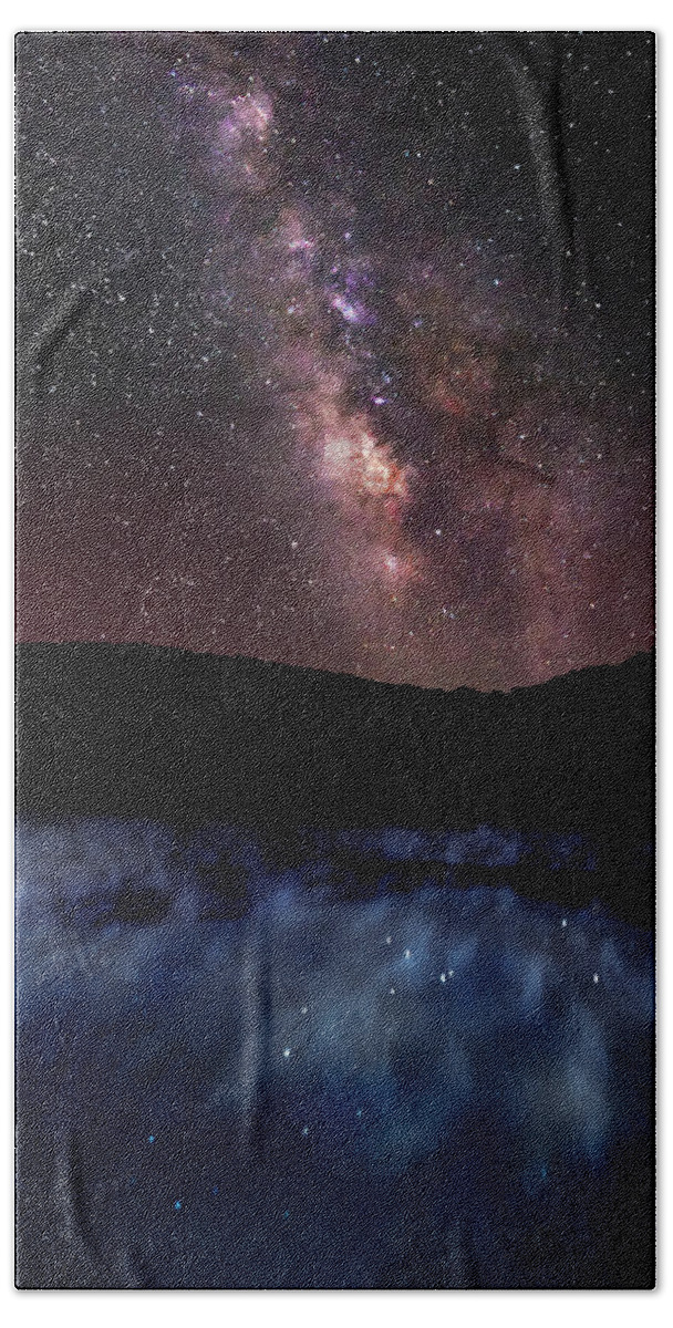 Milky Hand Towel featuring the photograph Galactic Evening by Amanda Jones