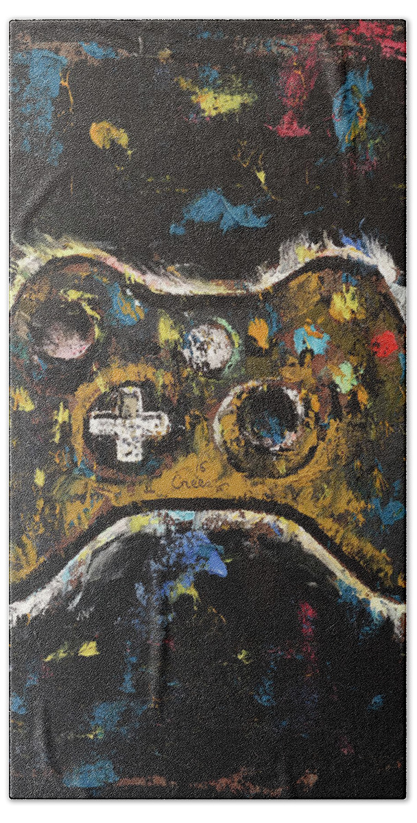 Michael Creese Hand Towel featuring the painting Gamer by Michael Creese