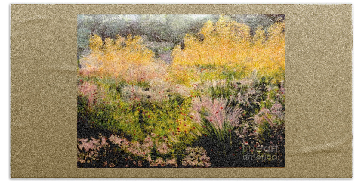 Landscape-garden Hand Towel featuring the painting Garden In Northern Light by Dagmar Helbig