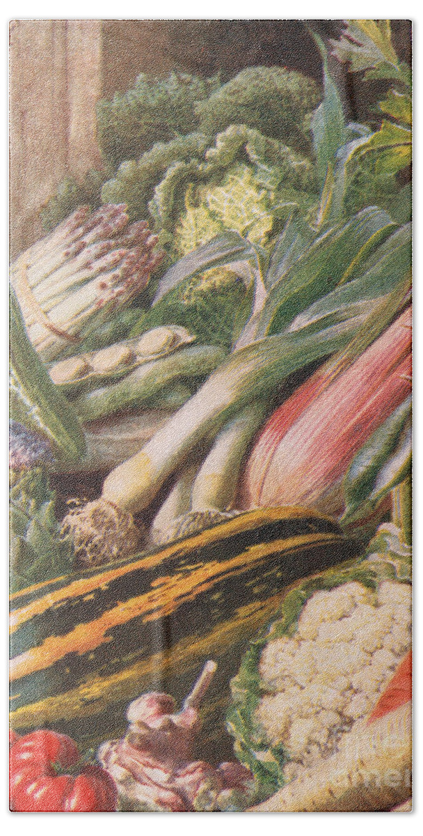 Garden Vegetables Hand Towel featuring the painting Garden Vegetables by Louis Fairfax Muckley