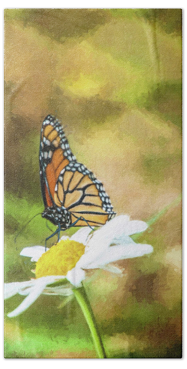 Butterfly Bath Towel featuring the photograph Garden Visitor by Cathy Kovarik