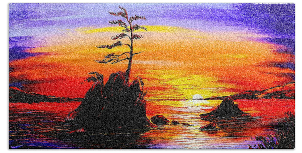  Bath Towel featuring the painting Garibaldi Beach At Sunset #7 by James Dunbar