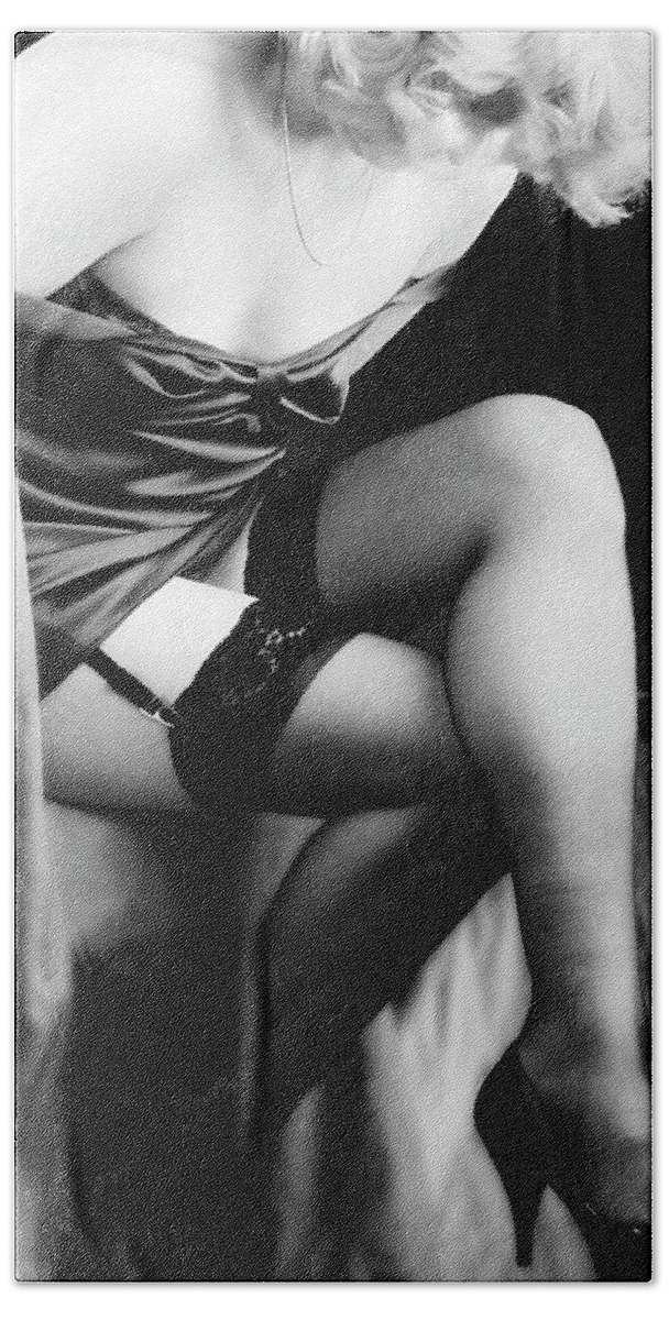 Photography Bath Towel featuring the photograph Garters and Stockings by Frederic A Reinecke