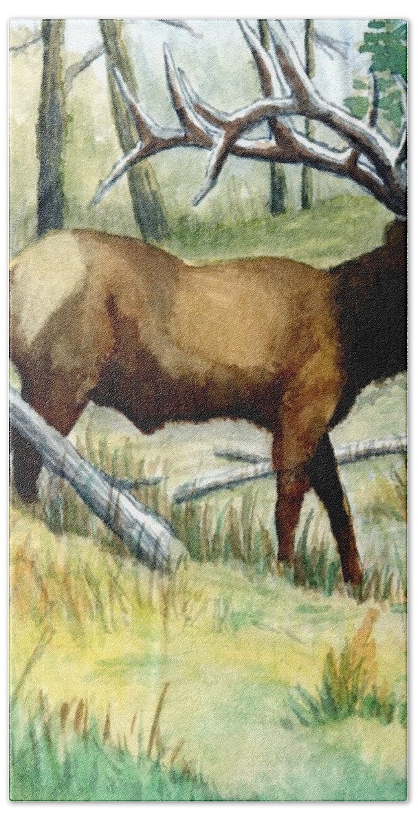 Wildlife Bath Towel featuring the painting Gash Flats Bull by Jimmy Smith