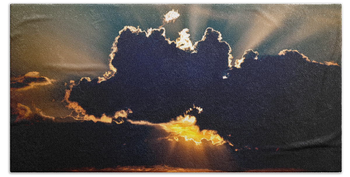 Clouds Bath Towel featuring the photograph Gate To The Golden City by Christopher Holmes