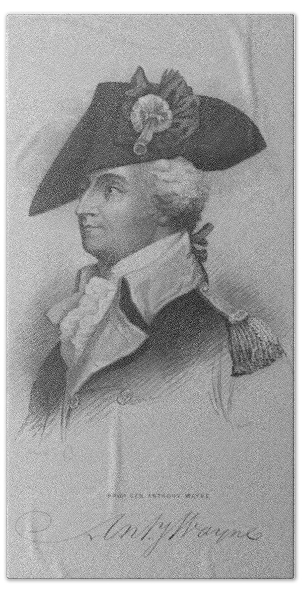 Revolutionary War Bath Towel featuring the mixed media General Anthony Wayne by War Is Hell Store