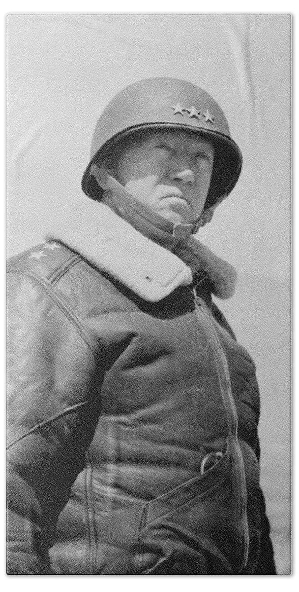 General Patton Hand Towel featuring the photograph General George S. Patton by War Is Hell Store
