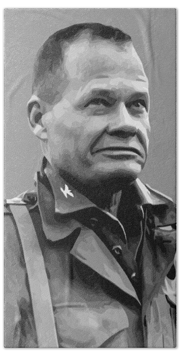 Chesty Puller Bath Sheet featuring the painting General Lewis Chesty Puller by War Is Hell Store