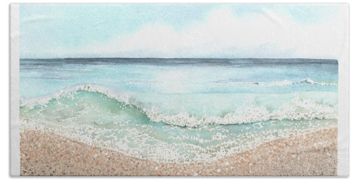 Beach Bath Towel featuring the painting Gentle Waves by Hilda Wagner