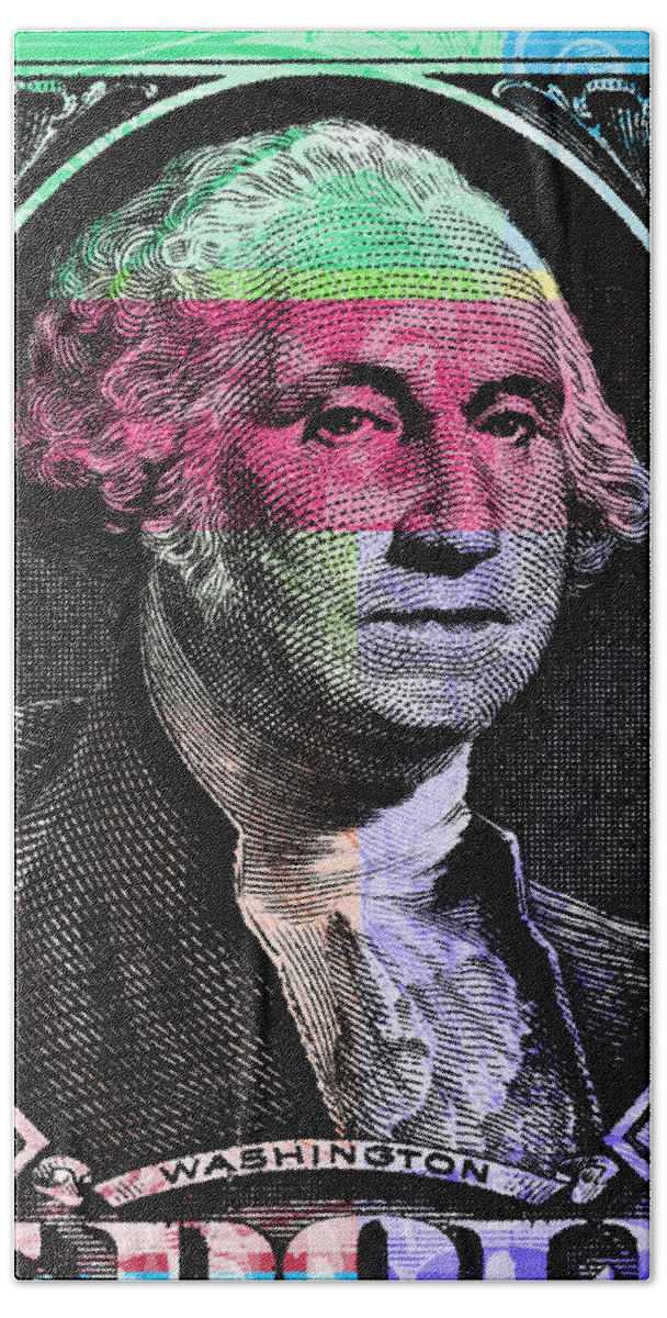 Washington Hand Towel featuring the digital art George Washington Pop Art by Jean luc Comperat