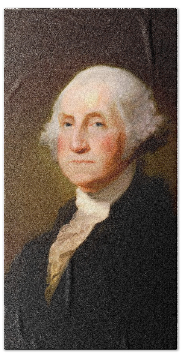 George Washington Hand Towel featuring the painting George Washington by Vincent Monozlay