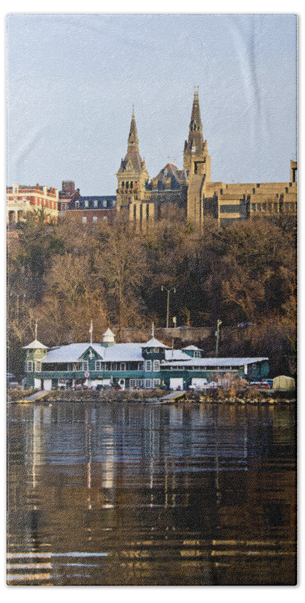 georgetown University Hand Towel featuring the photograph Georgetown University waterfront by Brendan Reals